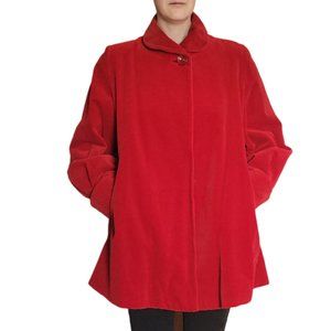 Vtg Corduroy Swing Coat Red Size M